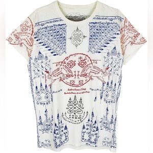 Work Bull Yantra Muay Thai Tattoo Sak Yant Men’s Cotton Shirt Medium